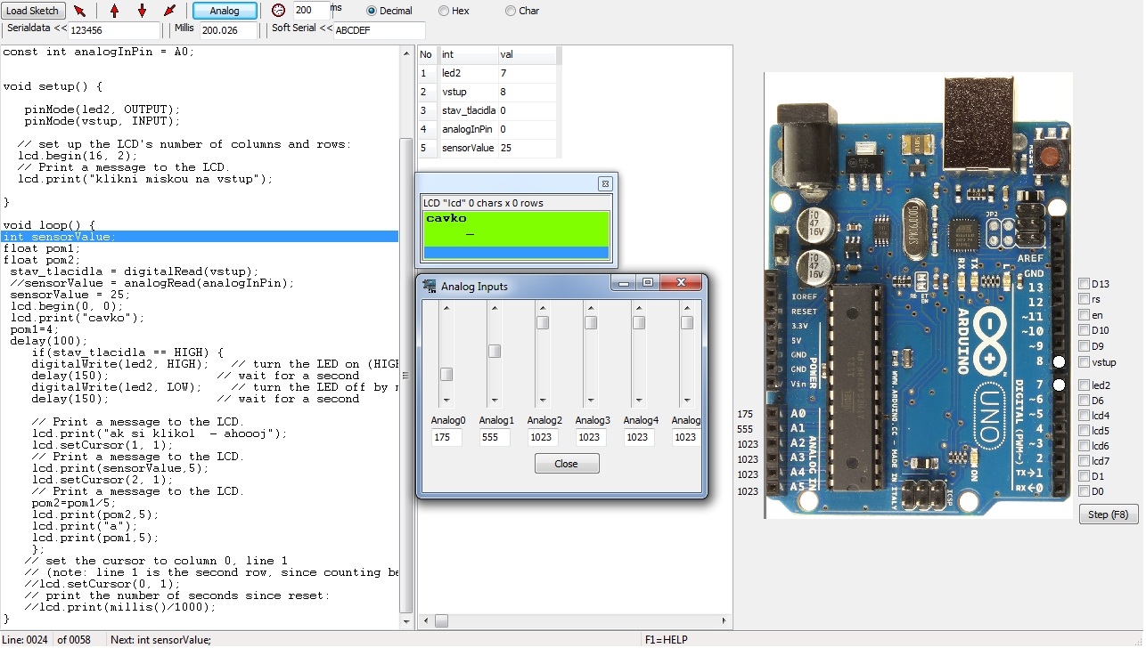 Obr. 4 Simulátor Arduino